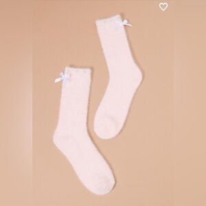 Cozy Women's Fuzzy Socks with Bow Accent